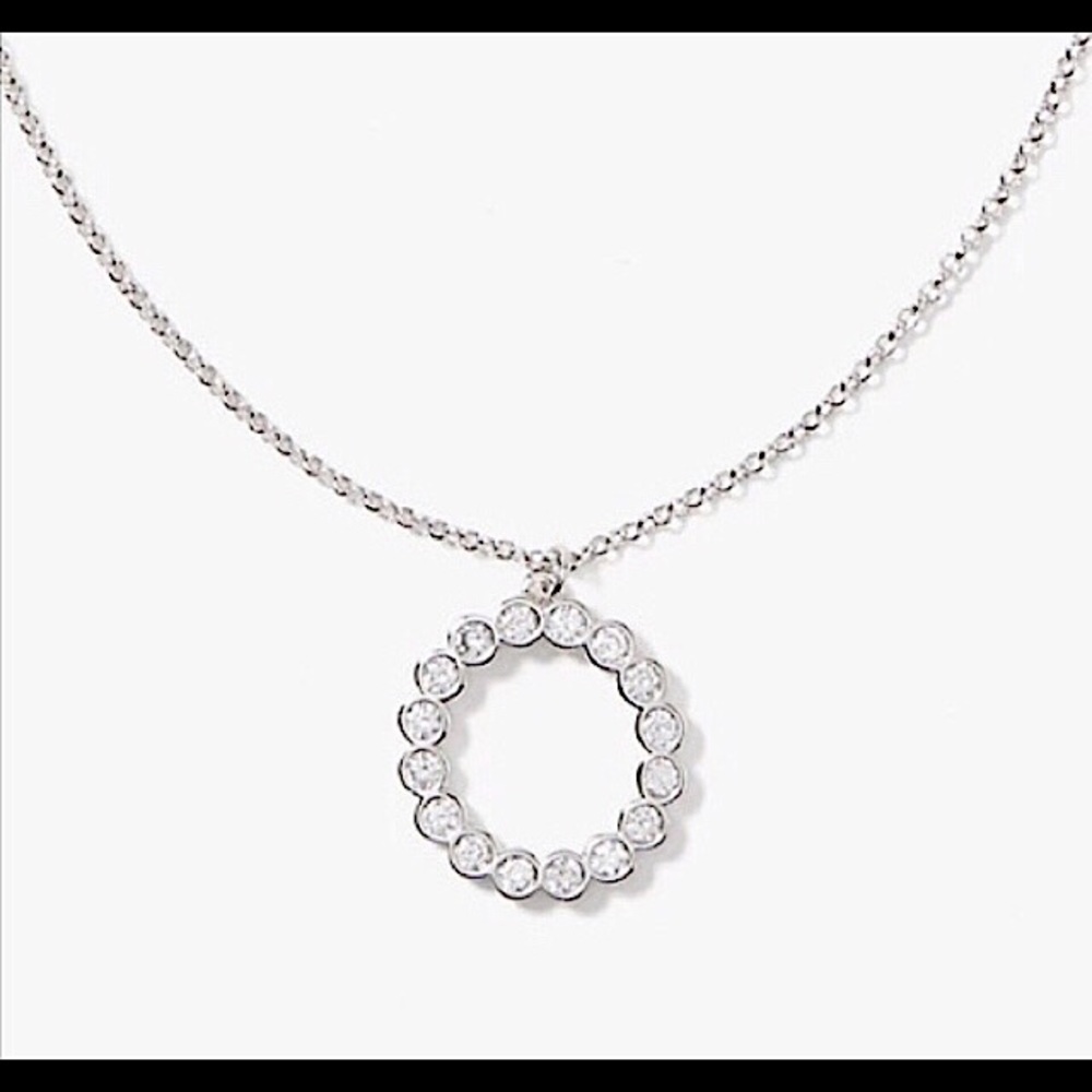 🆕🔥♠️KATE SPADE GORGEOUS FULL CIRCLE STERLING SILVER&CLEAR STUDS NECKLACE👀PICS - Picture 3 of 17